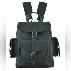 Grafea London Hari Atlas Leather Green Rucksack Large Backpack  
Silver Hardware